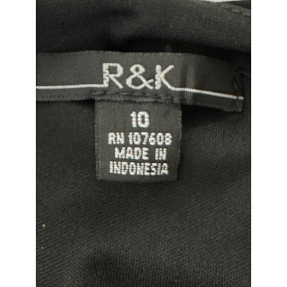 R & K Sleeveless Dress Size 10 Playful Stripes Black Knit Top Back Zip #B01 - Picture 6 of 9